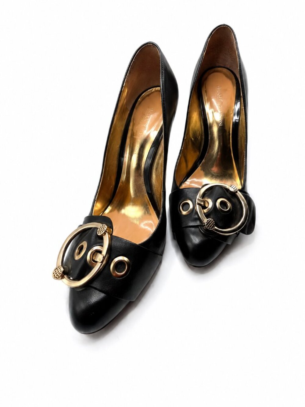 Vianni Collection Black Leather Buckle Pumps Made in Spain EU 38 US 7
